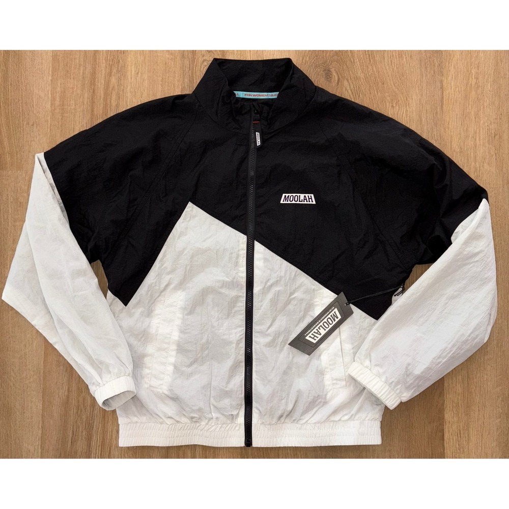 NWT Women's Moolah Full Zip Warm Up Jacket - M/L -Black White Colorblock